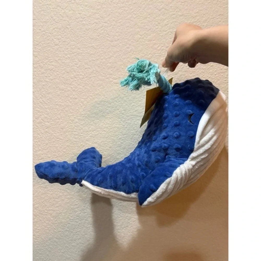 Blue Whale‎ Plush Dog Toy with Rope Knot | Stuffed Chew Toy ~14 Inches new